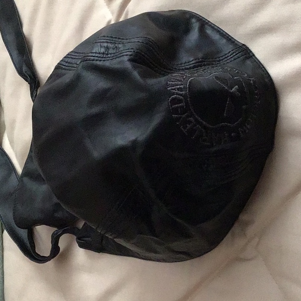Black leather skull cap bandana head